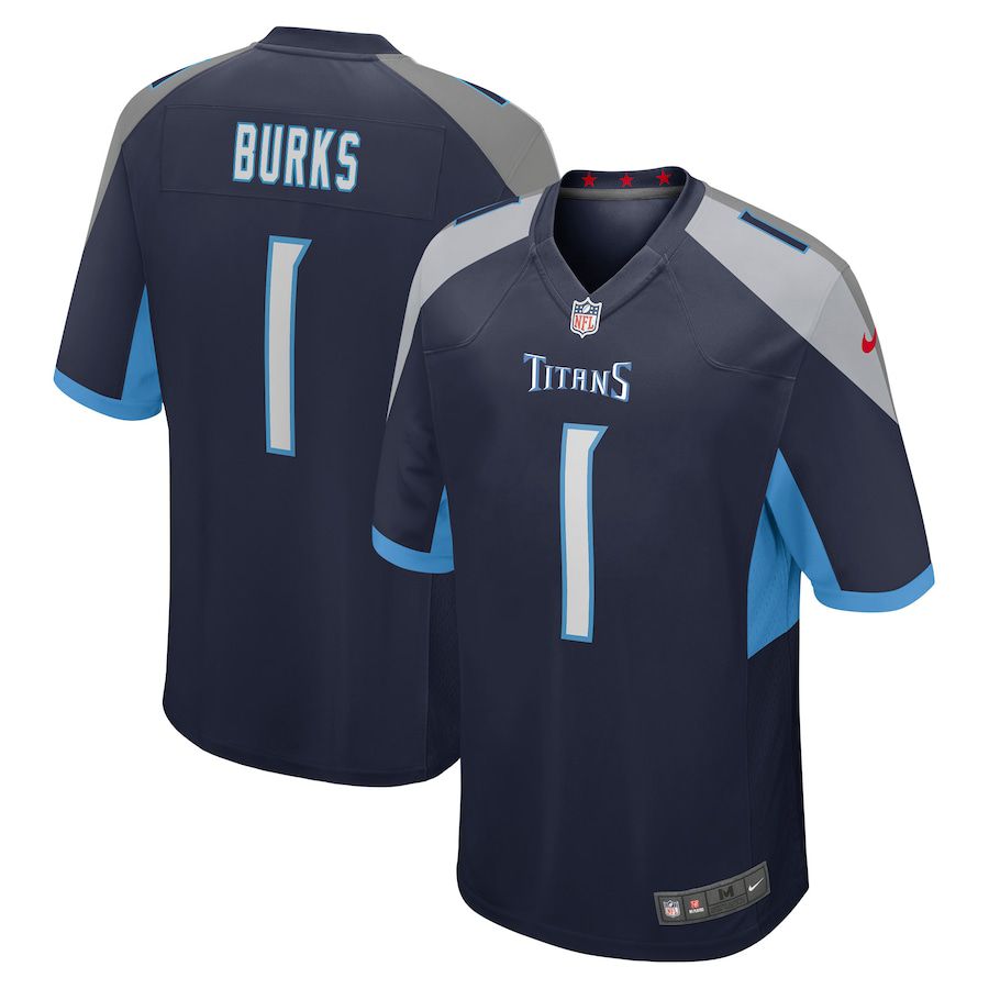 Men Tennessee Titans #1 Treylon Burks Nike Navy 2022 NFL Draft First Round Pick Game Jersey->tennessee titans->NFL Jersey